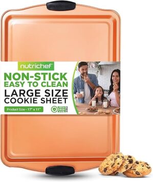 NutriChef Large Nonstick Cookie Sheet, 17" x 11