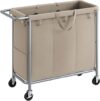 SONGMICS Laundry Basket With Wheels, 3-Section Hamper