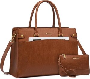 LOVEVOOK Leather Laptop Tote Bag For Women