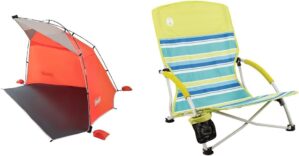 Coleman Lightweight Beach Canopy Tent & 21″ Folding Beach Chair