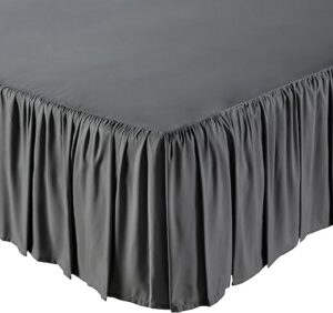 Amazon Basics Lightweight Ruffled Bed Skirt, Dark Grey