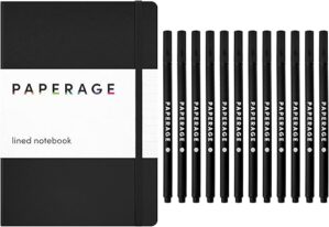 PAPERAGE Lined Journal Notebook, Black, 160 Pages Bundle