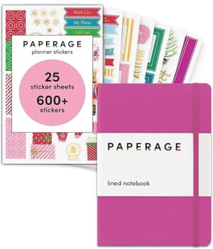 PAPERAGE Lined Journal Notebook, Raspberry, 160 Pages