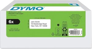 DYMO LW Multi-Purpose Labels, White, 1" x 2-1/8