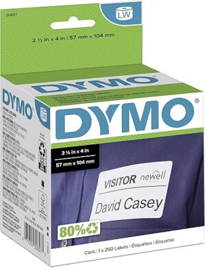 DYMO LW Name Badge Labels, White, 2-1/4″ x 4