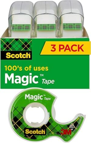 Scotch Magic Tape, 3 Rolls, Invisible, 3105