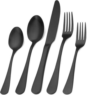 sharecook Matte Black Satin Finish Flatware Set