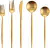 Oliviola Matte Gold Silverware, 40-Piece Flatware Set