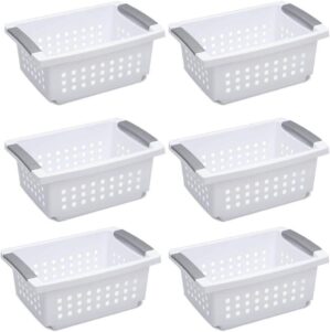 Sterilite Medium Stacking Basket, White, 6-Pack