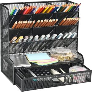 Marbrasse Mesh Desk Organizer, Black Pen Holder