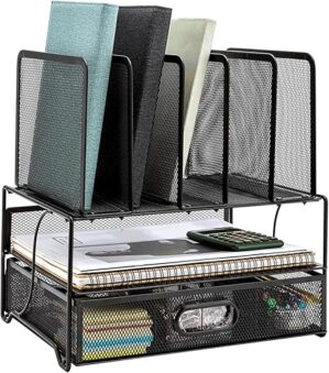Amazon Basics Mesh Desk Organizer With Sliding Drawer
