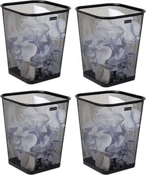 Mind Reader Mesh Metal Trash Can Set, Black