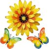 Meduofon Metal Flowers And Butterfly Wall Art