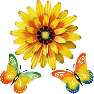 Meduofon Metal Flowers And Butterfly Wall Art