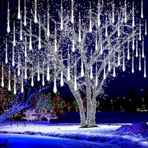 Kwaiffeo Meteor Shower LED Icicle Lights, White