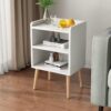 LUCKNOCK Mid-Century Modern Bedside Table, White