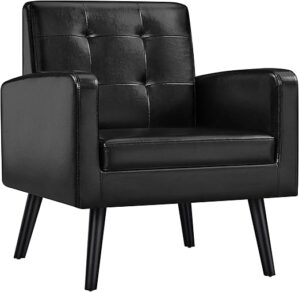 Yaheetech Mid-Century PU Leather Accent Chair