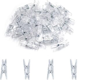GALIREN Mini Transparent Plastic Clips, 128 Pieces