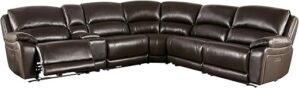 Furniture of America Minklet 127" Leather Power Recline Sectional