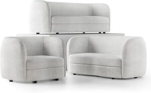 Furniture of America Modern Boucle 3 Piece Sofa Set