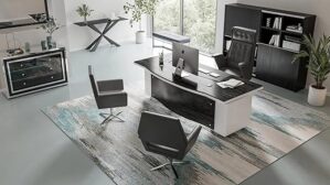 ZURI Modern Executive Desk With Filing Storage