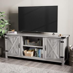 YESHOMY Modern Farmhouse TV Stand With Barn Doors