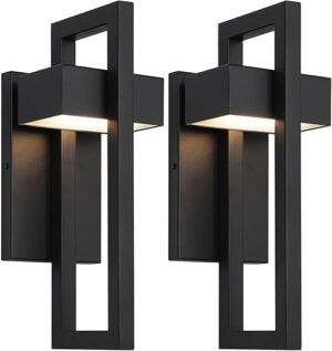 LamQee Modern LED Outdoor Wall Sconce, Matte Black