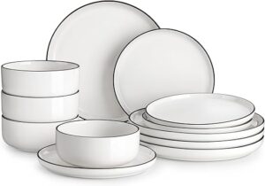MALACASA Modern Porcelain Dinnerware Set, 12 Pieces
