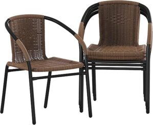 Flash Furniture Modern Rattan Stackable Dining Chairs, Set of 4