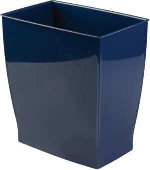 InterDesign Mono Plastic Wastebasket Trash Can, Navy