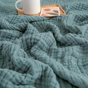 EMME Muslin Throw Blanket, Soft Cotton (Teal)
