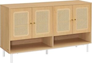 VASAGLE Natural Rattan 3-Tier Shoe Cabinet
