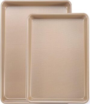JOHO BAKING Nonstick Gold Cookie Sheet Pan Set