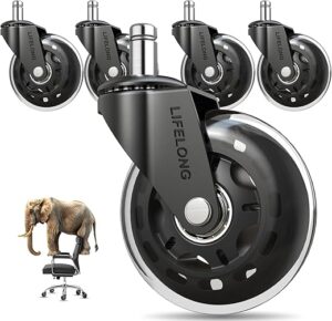 Lifelong Office Chair Wheels Rubber Casters Set