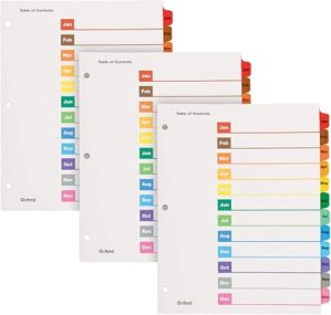 Oxford OneStep Binder Dividers, 12 Tabs, 89401