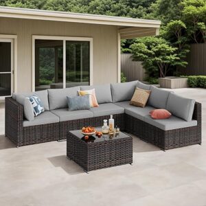 Qsun Outdoor Patio Sectional Set, 7-Piece