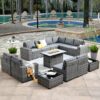HOOOWOOO Outdoor Patio Sofa Set With Fire Pit