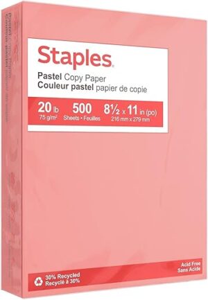 STAPLES Pastel Colored Copy Paper Salmon 14783