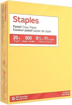 STAPLES Pastel Recycled Color Copy Paper, 500/Ream (14787)