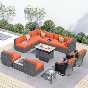 HOOOWOOO Patio Sectional Sofa Set With Fire Pit