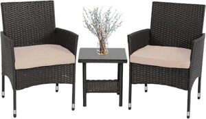 FDW Patio Wicker Bistro Set With Table