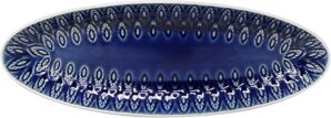 Euro Ceramica Peacock Crackleglaze Oval Appetizer Platter