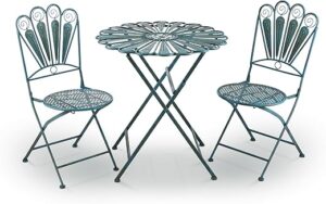 Alpine Corporation Peacock Feather Metal Bistro Set