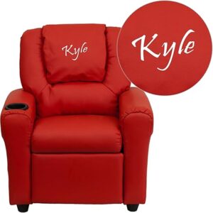 Flash Furniture Personalized Red Vinyl Kids Recliner