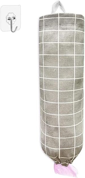 SYIPO Plaid Grey Reusable Bag Organizer, Wall Mount