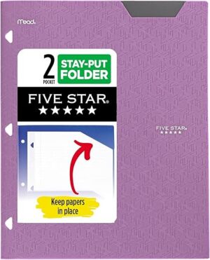 Five Star Plastic 2-Pocket Folder, Fits 3 Ring Binder (333420I-ECM)