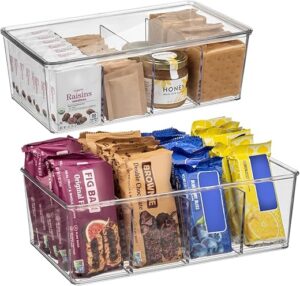 ClearSpace Plastic Pantry Storage Bins With Dividers