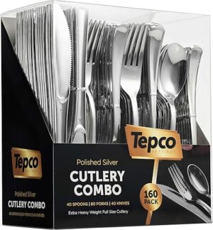 Tepco Settings Plastic Silverware Set – 160 Count