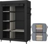 Calmootey Portable Closet With Shelves And Rod