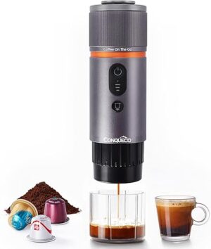 CONQUECO Portable Espresso Machine: 12v Car Coffee Maker